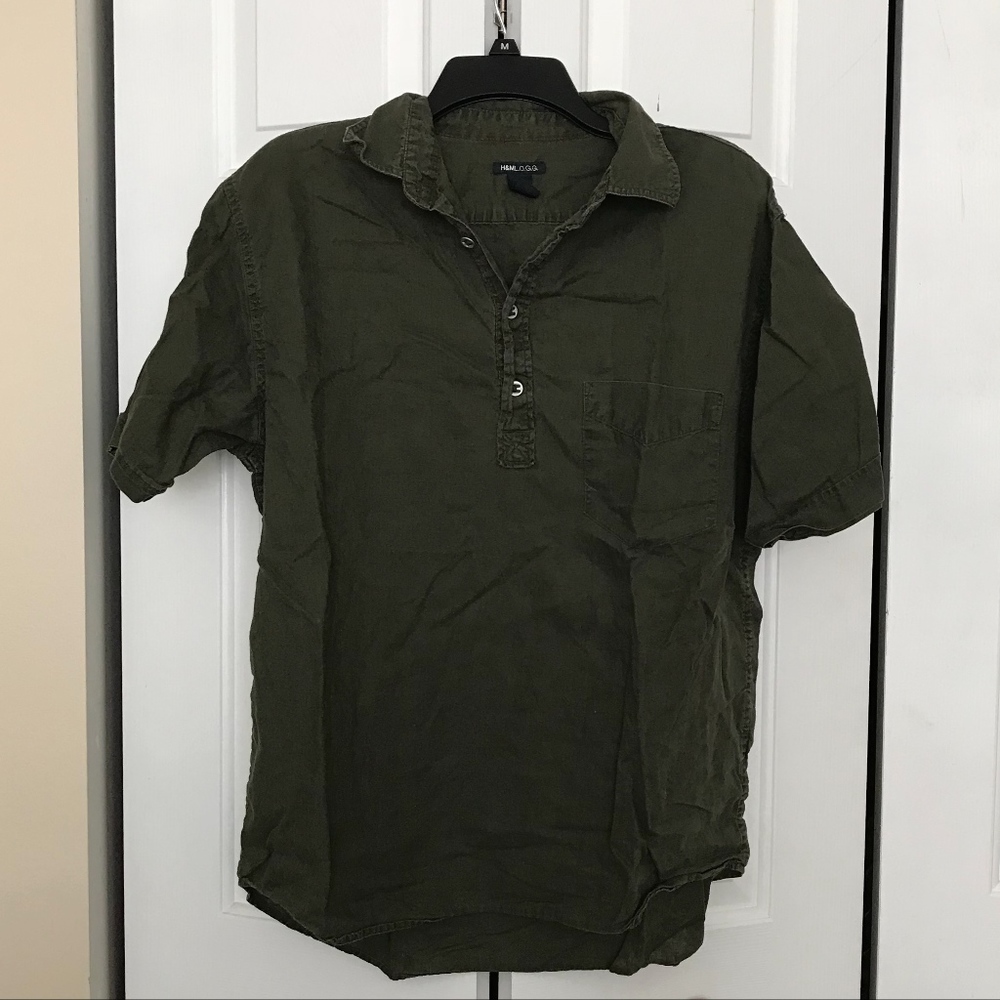 Lightweight army green polo shirt